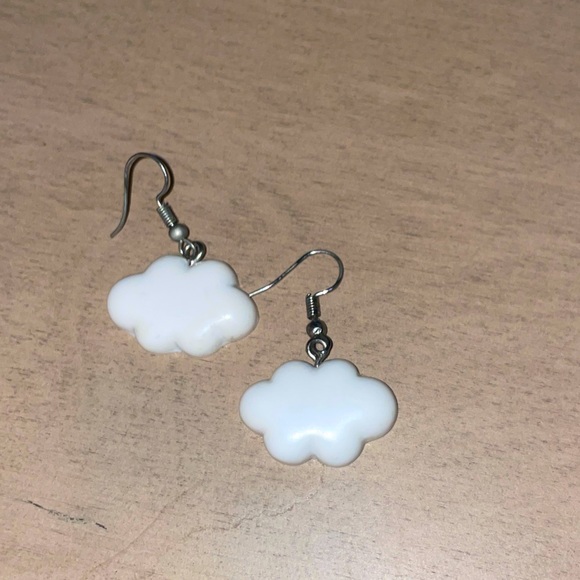 White surreal cloud earrings. - Picture 1 of 4